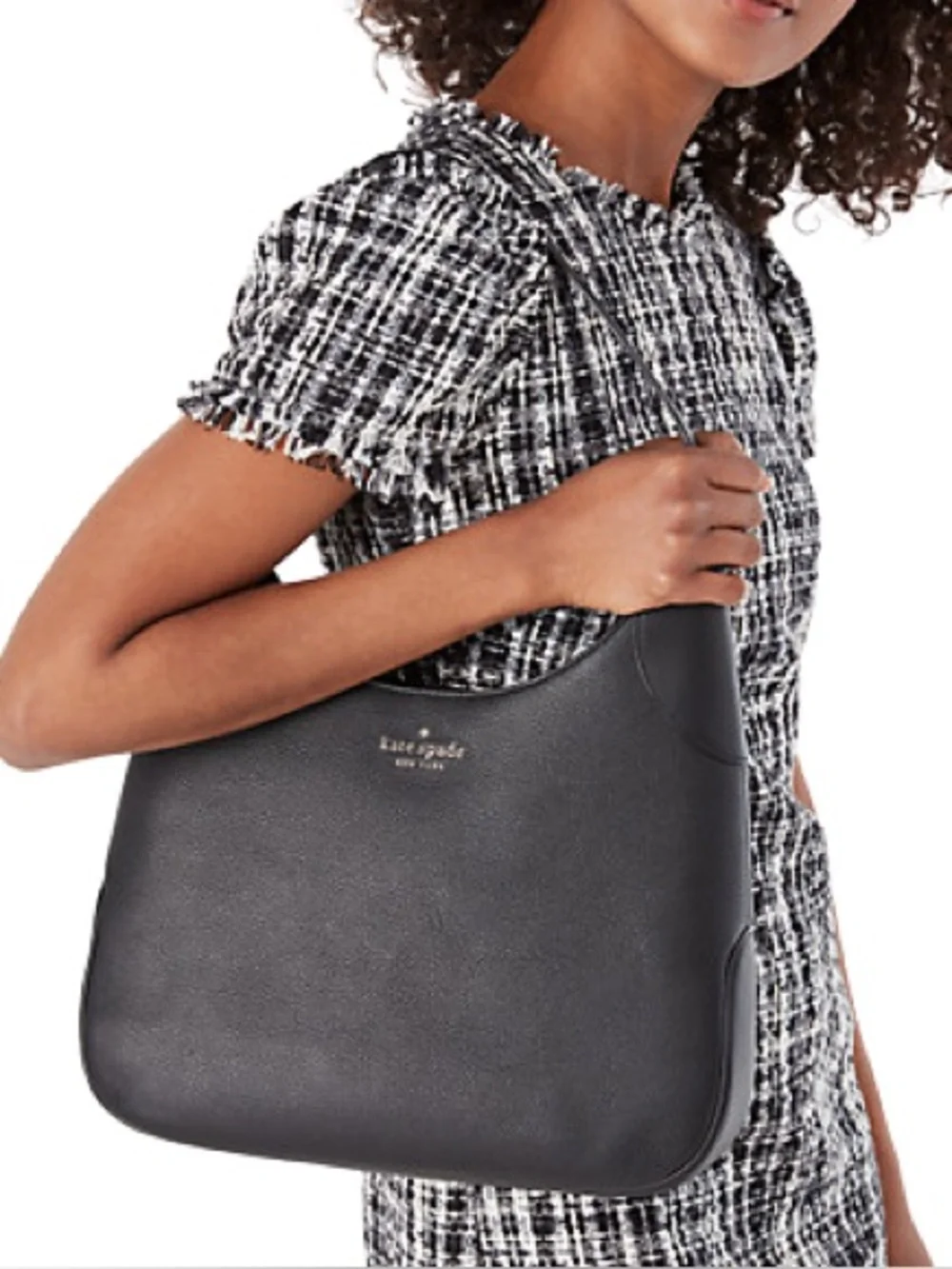 Kate Spade New York Black Pebble Leather Aster Shoulder Bag